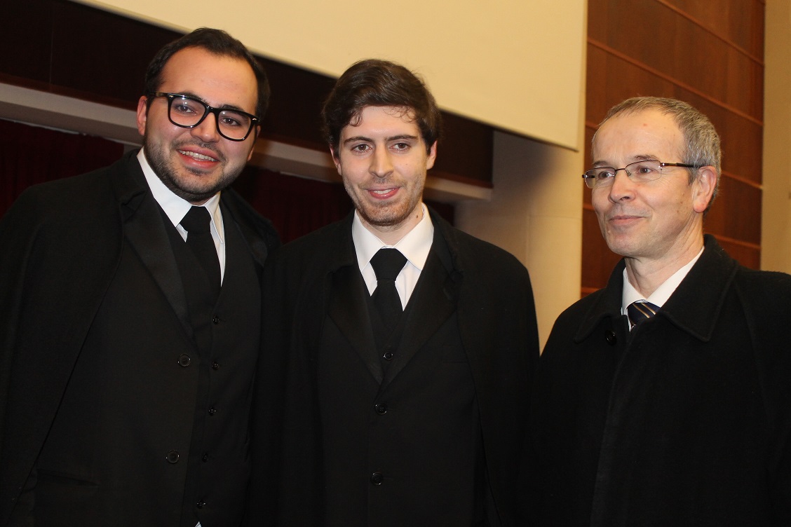 Bruno Matias (anterior Presidente da AAC(, José Silva (novo Presidente da AAC) e João Gabriel Silva (Reitor da UC)